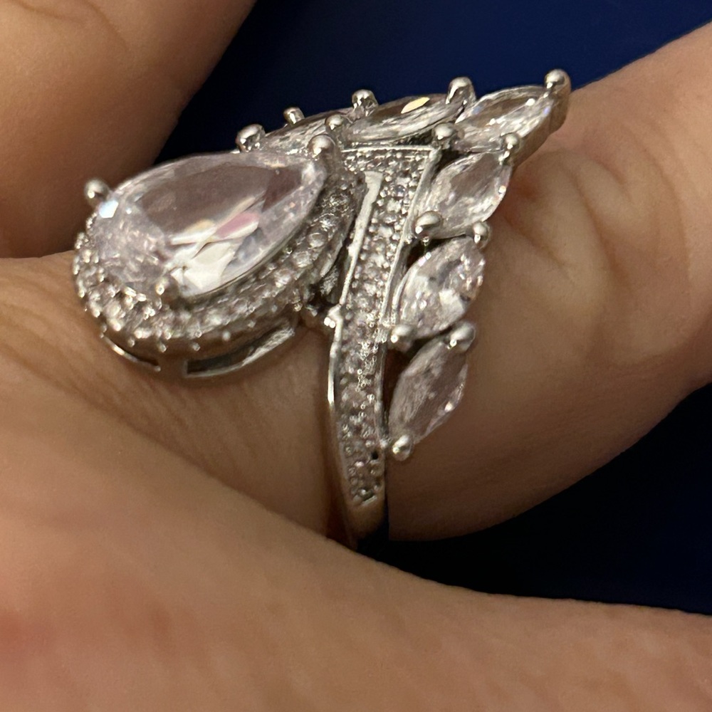Absolutely Amazing 4 Ct Center Marquise Lab Created Sterling Silver Ring…size 7 - Picture 2 of 9